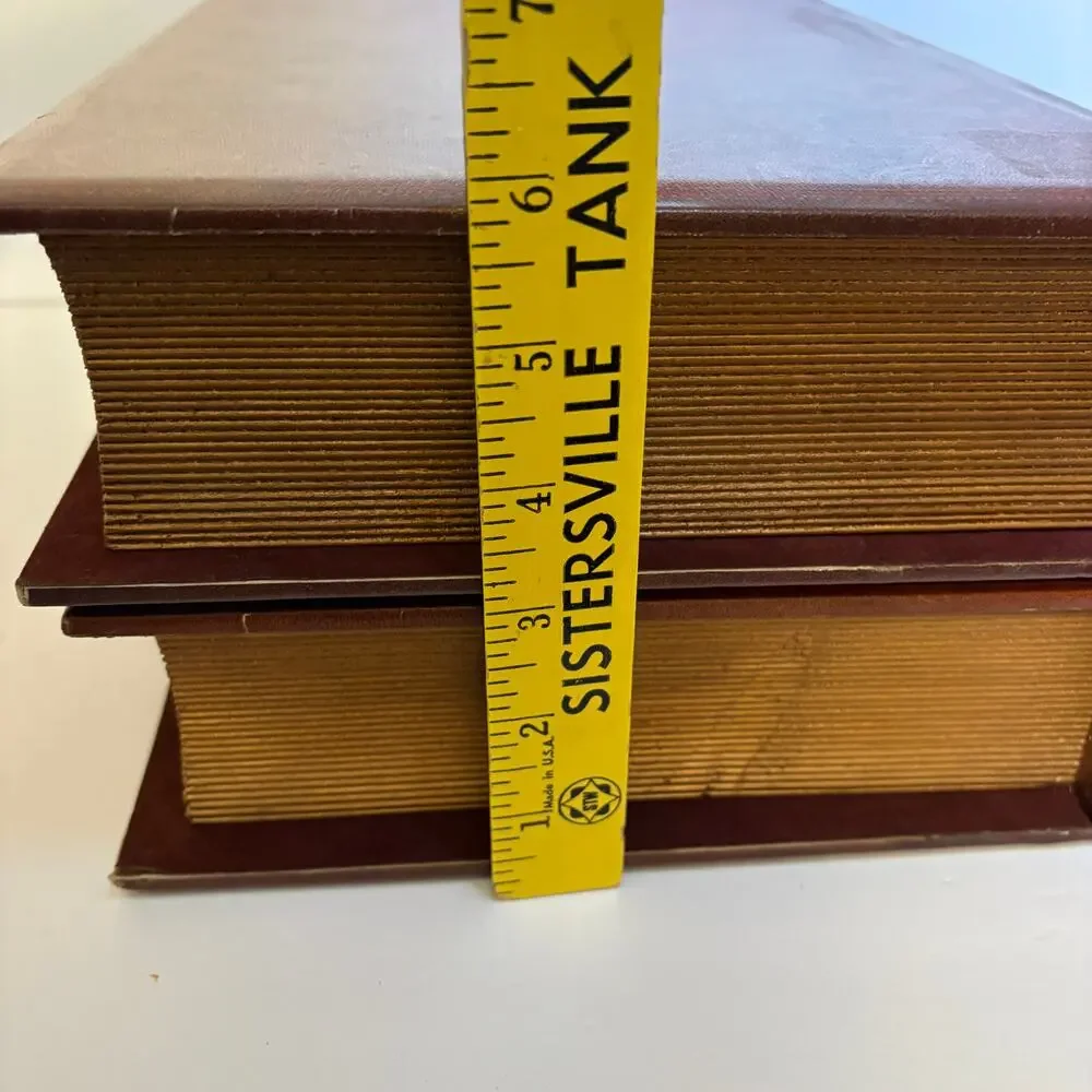 Lot 2 Vintage Aged Book Faux Leather Hidden Safe Stash Boxes Storage Compartment